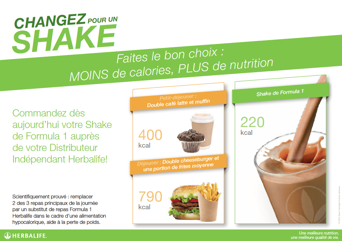 Changez pour un Shake de Formula 1 Herbalife vs le fast-food et les gâteaux trop sucrés !