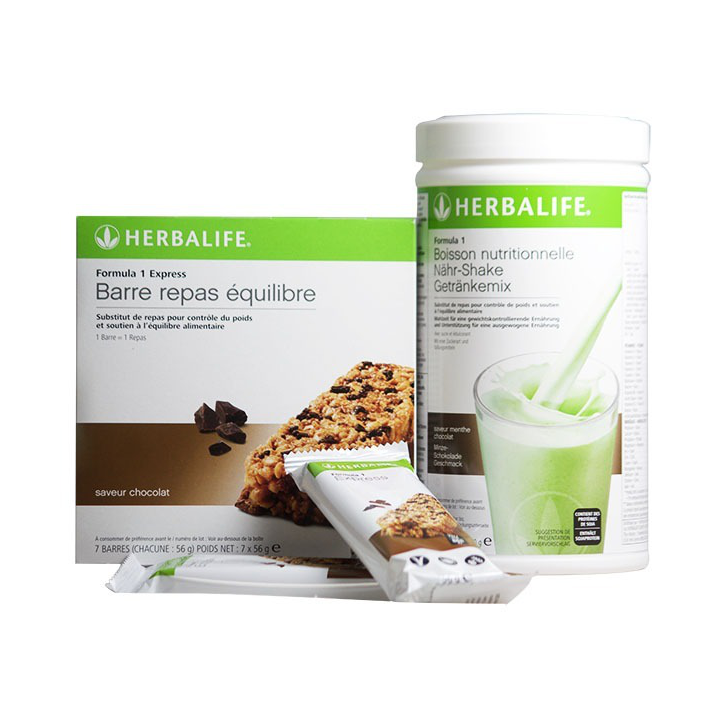 Pack Duo F1 + 7 barres repas chocolat noir Herbalife Nutrition