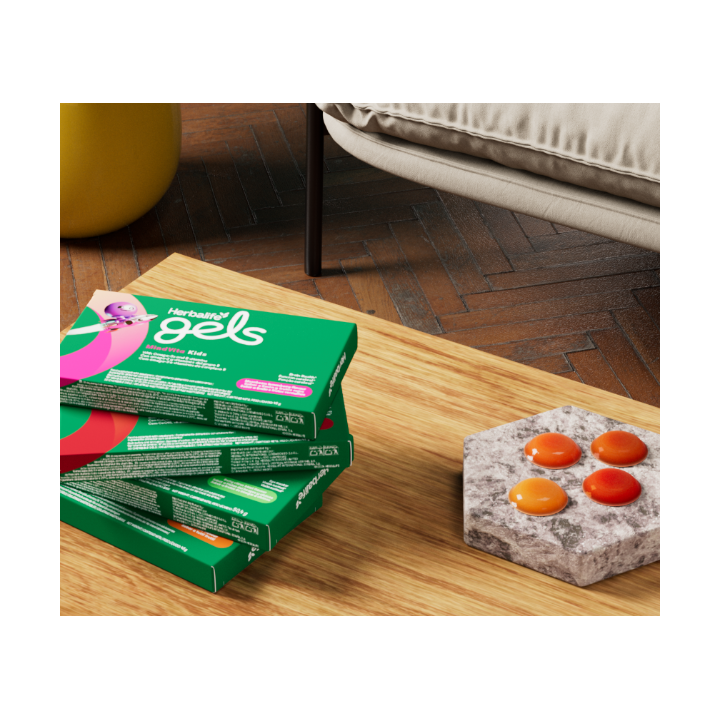 Herbalife Gels MindVita Kids Saveur Citron baies rouges. Boîte de 30 gommes gel à mâcher