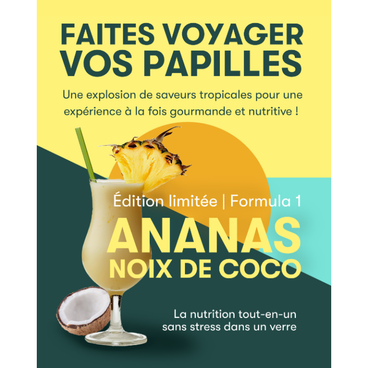 Boisson Herbalife Ananas Coco, riche en nutriments, sans gluten et vegan.