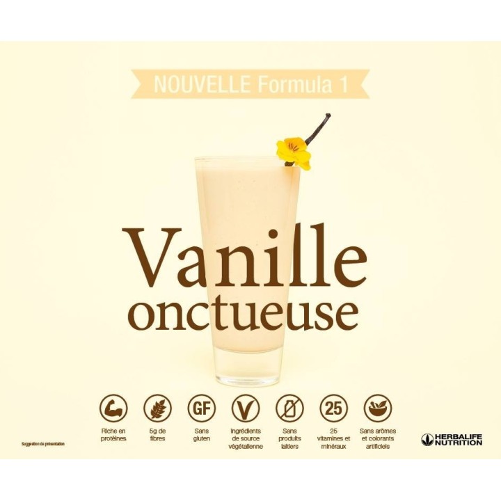 Boisson minceur Formula 1 Herbalife à la Vanille onctueuse de 220 kcal seulement 2 formats économiques. Nouvelle génération 