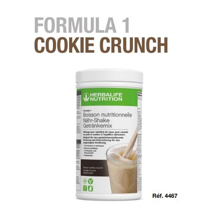 Boisson minceur Formula 1 Herbalife Cookies & Crunch sans gluten sans vegan nouvelle génération 