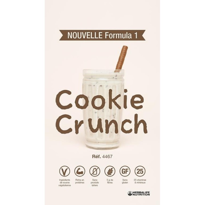 Boisson minceur Formula 1 Herbalife Cookies & Crunch sans gluten sans vegan nouvelle génération 