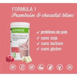 Nouvelle boisson Formula 1 Herbalife framboise et chocolat blanc 