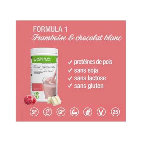 Nouvelle boisson Formula 1 Herbalife framboise et chocolat blanc 