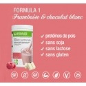 Boisson minceur framboise chocolat blanc Formula 1 Herbalife Nutrition. Vegan, sans gluten, sans soja, sans lactose 