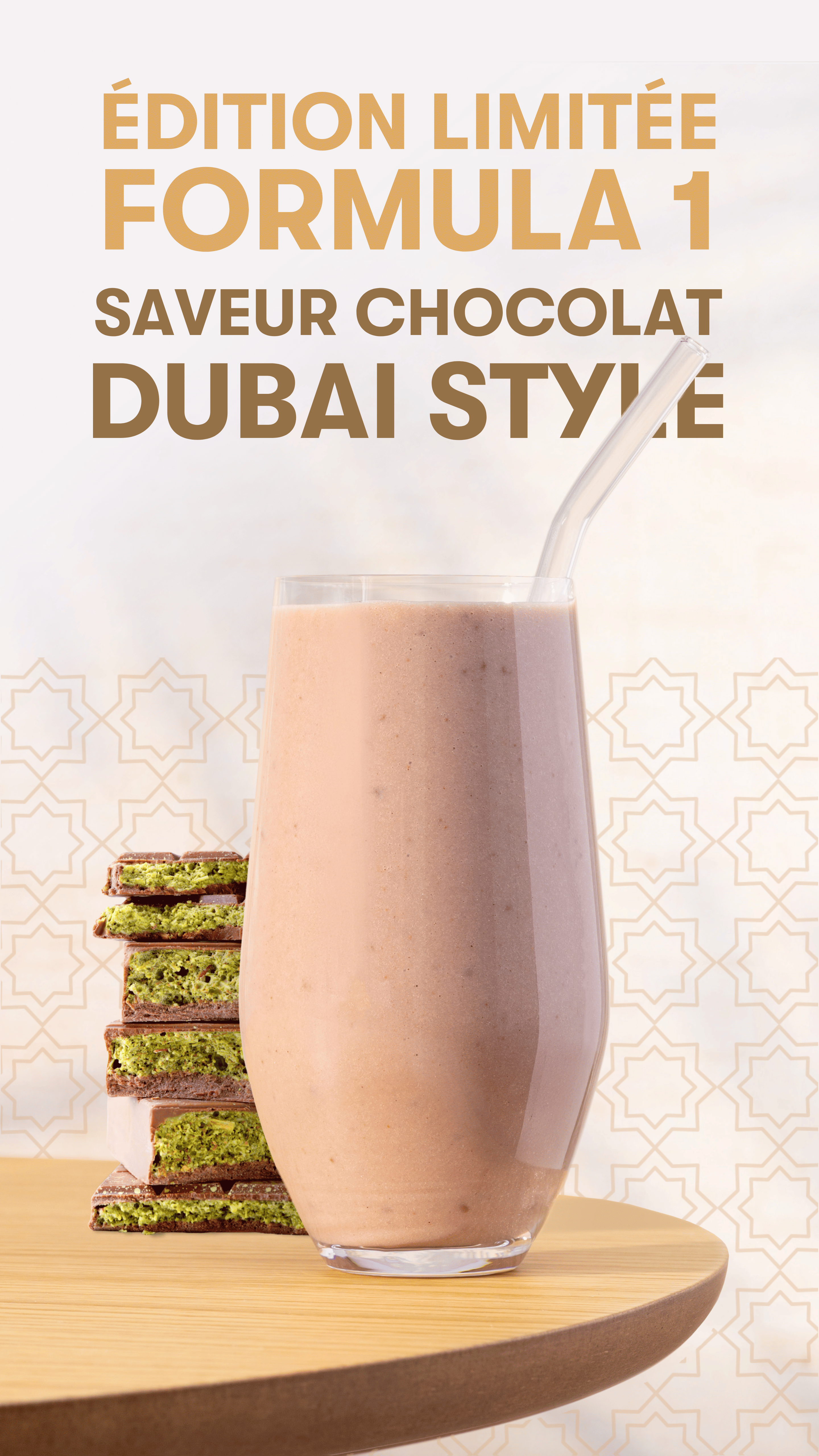 Boisson Formula 1 chocolat Dubaï style Herbalife Nutrition. Edition limitée